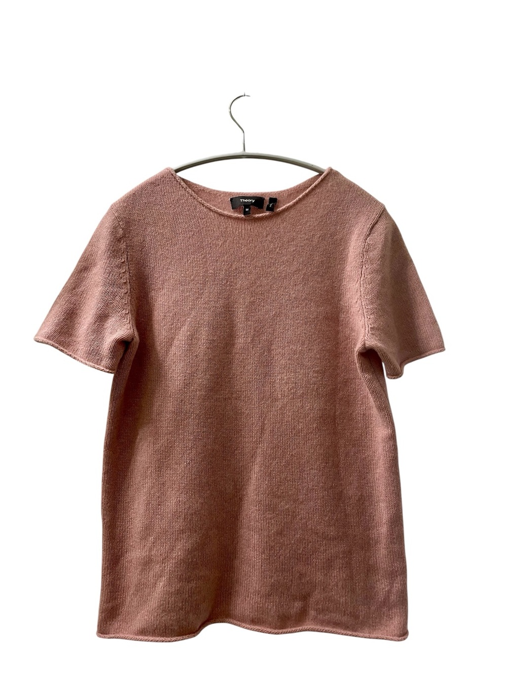 Theory Dusty Pink Cashmere Short Sleeve Sweater